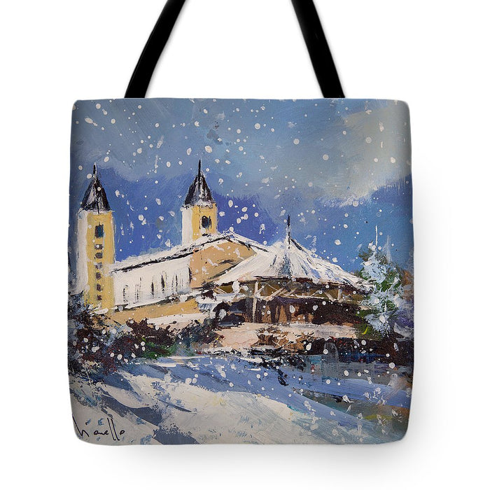 Snowy Medjugorje - Tote Bag