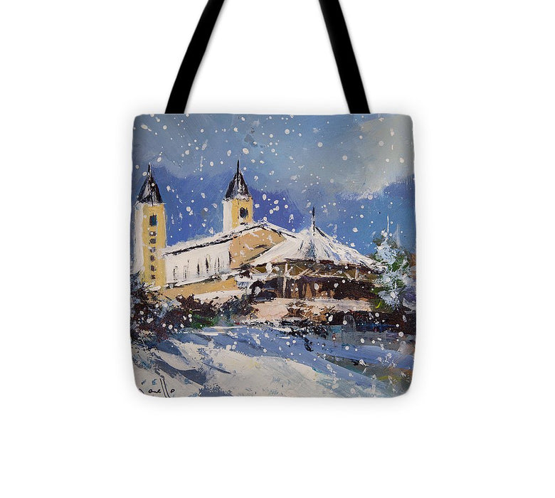 Snowy Medjugorje - Tote Bag