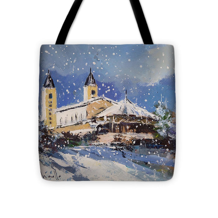 Snowy Medjugorje - Tote Bag